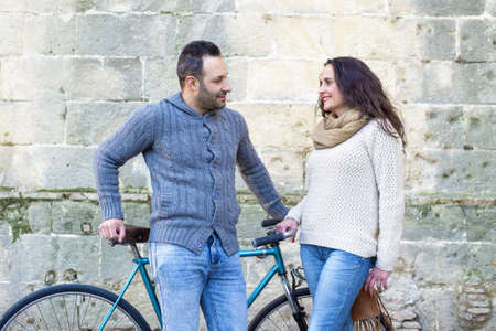 Couple while they are talking in the park