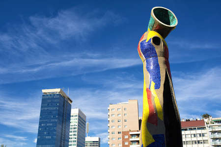 BARCELONA - NOVEMBER 16. The statue 'Woman and Bird'  (Dona i Ocell, in catalan), created by Joan Miro in Joan Miro square on Mar 9, 2011 in Barcelona  Catalonia, Spain.のeditorial素材