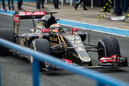 JEREZ DE LA FRONTERA, SPAIN - FEBRUARY 03: Pastor Maldonado, pilot of the Lotus  Sauber, in test...