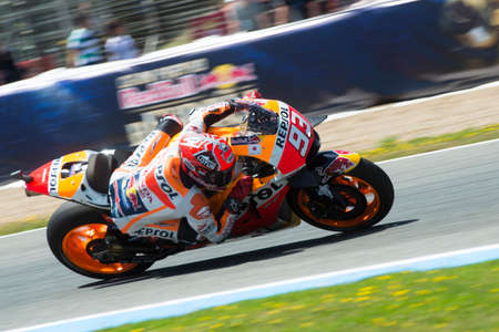 JEREZ DE LA FRONTERA, SPAIN - APRIL 24 :  Marc Marquez, Spanish motoGP rider of Repsol Honda Team in  during race of MotoGP Spain on April 24, 2016 in Jerez de la Frontera.のeditorial素材