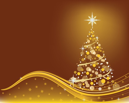 Golden Christmas Treeのイラスト素材