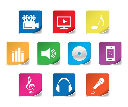 Multimedia icon stickersのイラスト素材