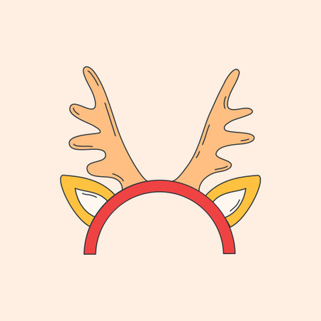 Headband with deer antlers and ears. Christmas costume. Vector illustration. Modern style Christmas and Happy New Year printのイラスト素材