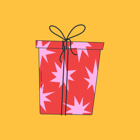 Christmas gift. Holiday traditional elements. Vector illustration. Modern style Christmas and Happy New Year print for cards, stickers and postersのイラスト素材