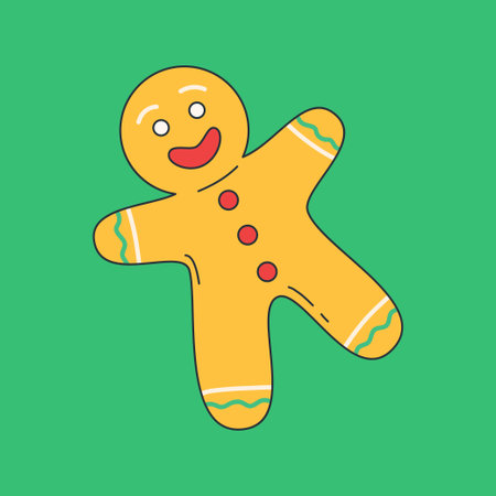 Christmas gingerbread man. Holiday traditional food. Vector illustration. Modern style Christmas and Happy New Year print for cards, stickers and postersのイラスト素材