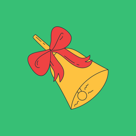 Christmas bell. Holiday traditional elements. Vector illustration. Modern style Christmas and Happy New Year print for cards, stickers and postersのイラスト素材
