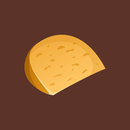 Big piece of noble cheese with little holes. Vector illustration. Semi-hard cheese in a realistic style. Ideal for posters and banner, menu of cafe and shopsのイラスト素材
