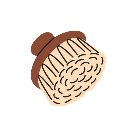 Illustration of round brush. Eco-friendly cleaning products. Flat vector illustration. Organic natural ecological cleaners.のイラスト素材