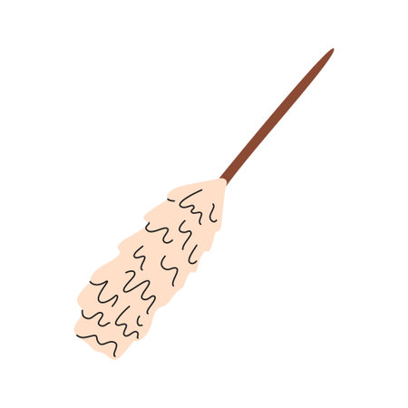 Illustration of feather duster. Eco-friendly cleaning products, pipidaster. Flat vector illustration. Organic natural ecological cleaners.のイラスト素材