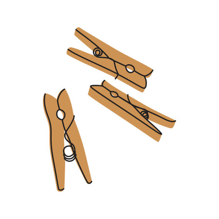 Clothes wood clips illustration. Flat illustration of clothes wood pins vector icon for web designのイラスト素材