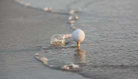 golf ball in the seaの写真素材