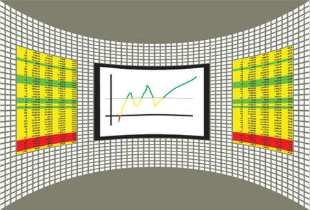 wall with financial dataのイラスト素材