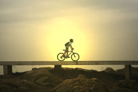 sunset bicycleの写真素材
