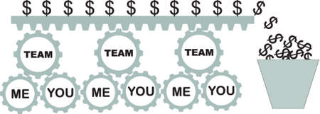 team pinions with text and moneyのイラスト素材
