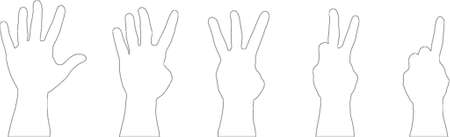 5 hands with 1 to 5 fingersのイラスト素材