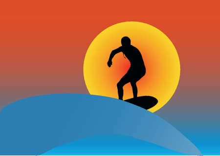 surf sunsetのイラスト素材