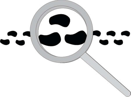 magnifier with footprintsのイラスト素材