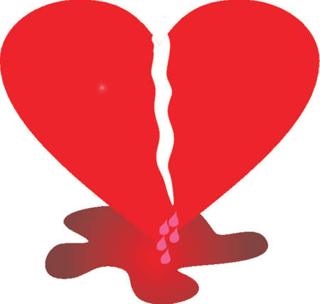 broken heart with blood dropsのイラスト素材