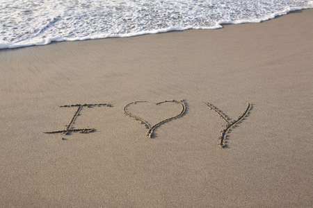 I Love You in the sandの写真素材