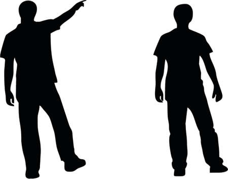 illustration of two people silhouetteのイラスト素材