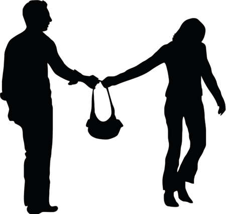 illustration of a couple with a bagのイラスト素材