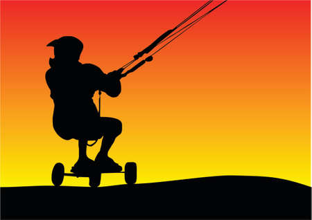 illustration of a silhouette sunset Buggyingのイラスト素材