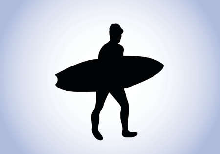 surfer silhouette with blue backgroundのイラスト素材