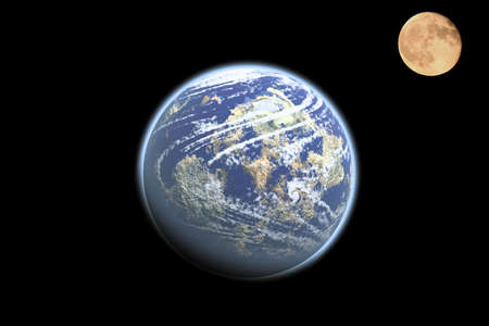 earth and moon in a black background