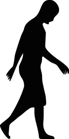 illustration of a sad man walkingのイラスト素材