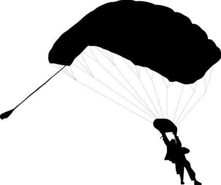 illustration of two Parachuter with to silhouettesのイラスト素材