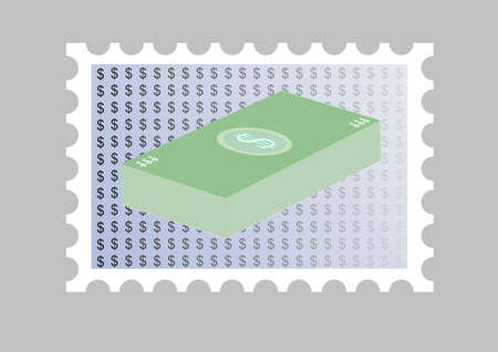 illustration of a stamp wiith moneyのイラスト素材