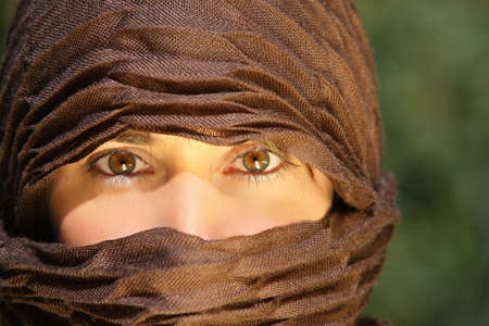 Beautiful eyes of an arab womanの写真素材