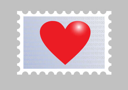 illustration of a stamp wiith a heartのイラスト素材