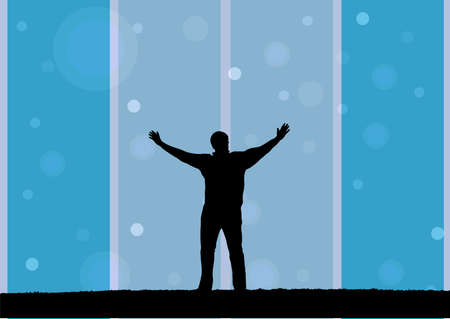 illustration of a man with open armsのイラスト素材