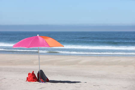 colorful umbrella in the beachの写真素材