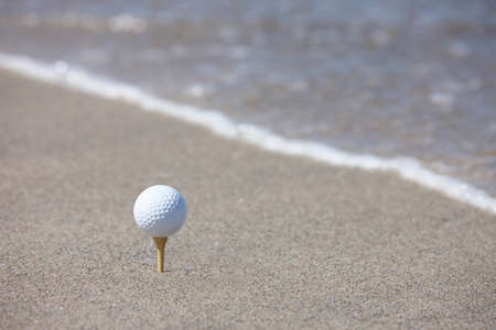 golf ball in the beachの写真素材