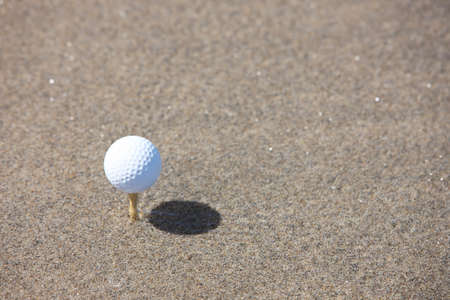 golf ball in the beachの写真素材