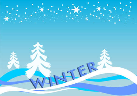 illustration of a background with trees and snowのイラスト素材