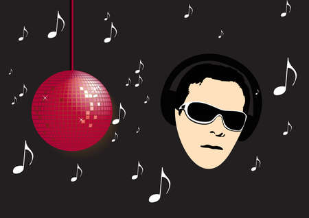 illustration of a man with headphonesのイラスト素材