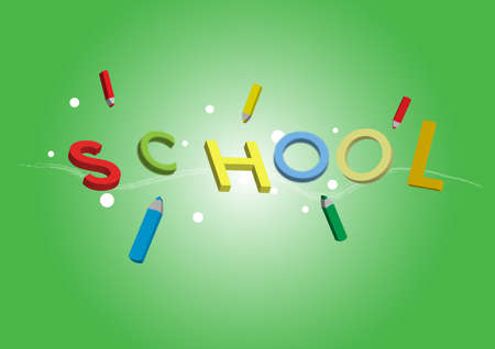 illustration of a 3D school text with pencilsのイラスト素材