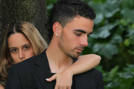 Portrait of a young handsome coupleの写真素材