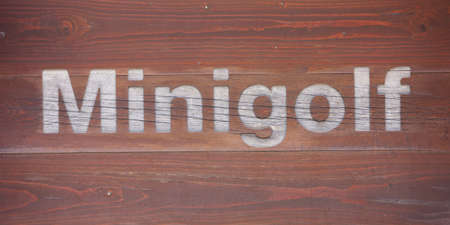 Minigolf wood signの写真素材