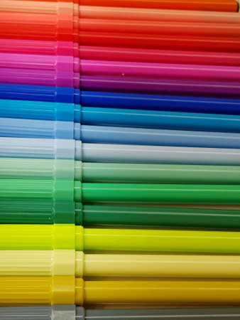 Line of colorful pens to drawの素材