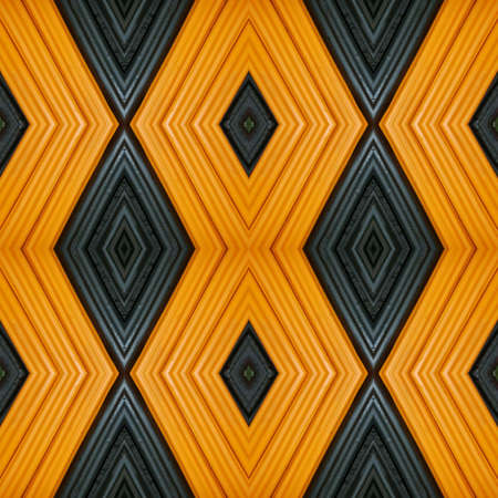 Abstract design with plasticine bars of black and orange colors, textured background