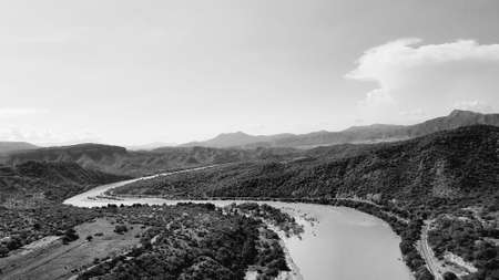 landscape in mountain area with the Balsas River, in the state of Guerrero, in Mexicoの写真素材