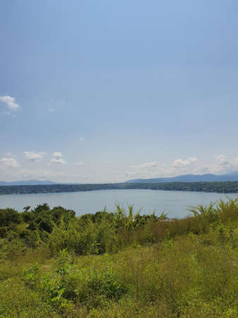 tropical landscape in Tequesquitengo Lagoon, Mexico on a sunny day
