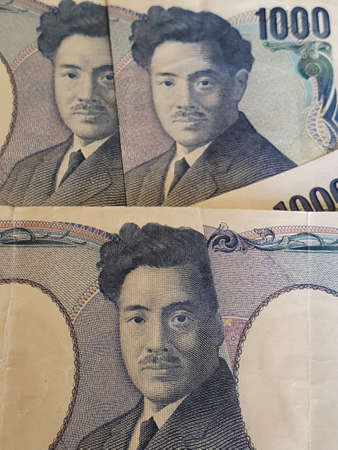 approach to japanese banknotes of 1000 yen, background and texture