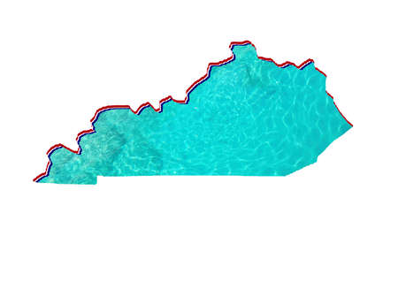 map of Kentucky state with water reflection image in aquamarine color and white backgroundの写真素材