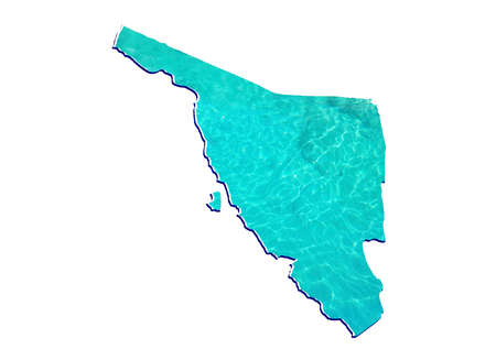map of Sonora state with water reflection image in aquamarine color and white backgroundの写真素材
