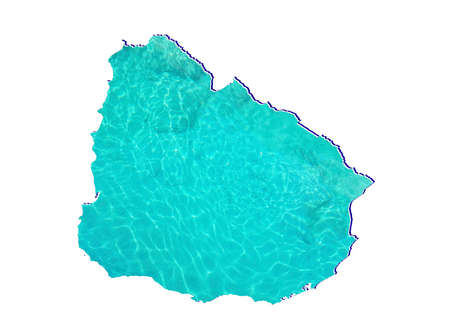 map of Uruguay with water reflection image in aquamarine color and white backgroundの写真素材